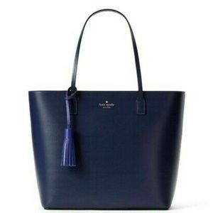 NWOT Kate Spade Leather Tassel Large Blue Tote